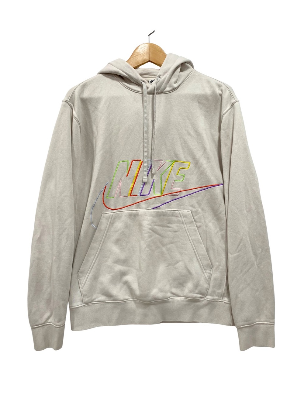 Nike Club Fleece+ Hoodie DX0541-030 Light Gray Multicolor Embroidered Logo S